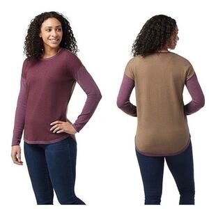 Smartwool Shadow Pine Wool Colorblock Sweater XL Argyl Purple Heather Gorpcore